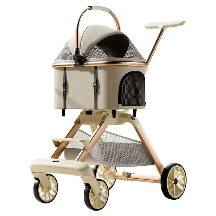 Poussette de luxe 3 en 1 pour animaux de compagnie
