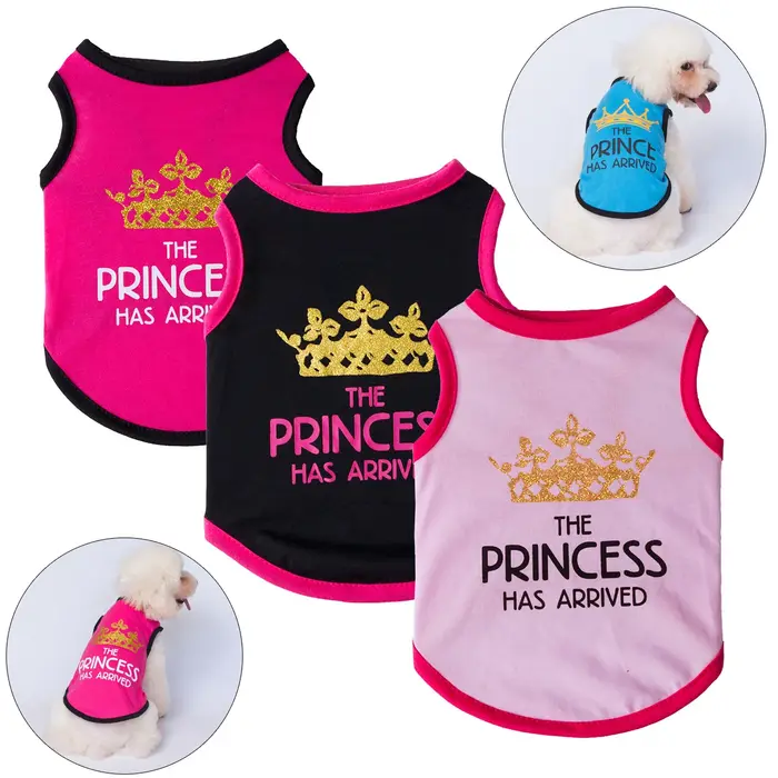 T-shirt Gilet Princesse Couronne pour Chien, Vêtements d'Été en Coton pour Petits Chiens, Chemises pour Chihuahua, Caniche, Chiots, Vêtements pour Animaux de Compagnie, Prince