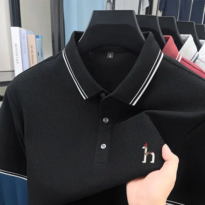 Polo brodé de marque haut de gamme pour homme, nouveau style d'été, 100 % pur coton, respirant, déco