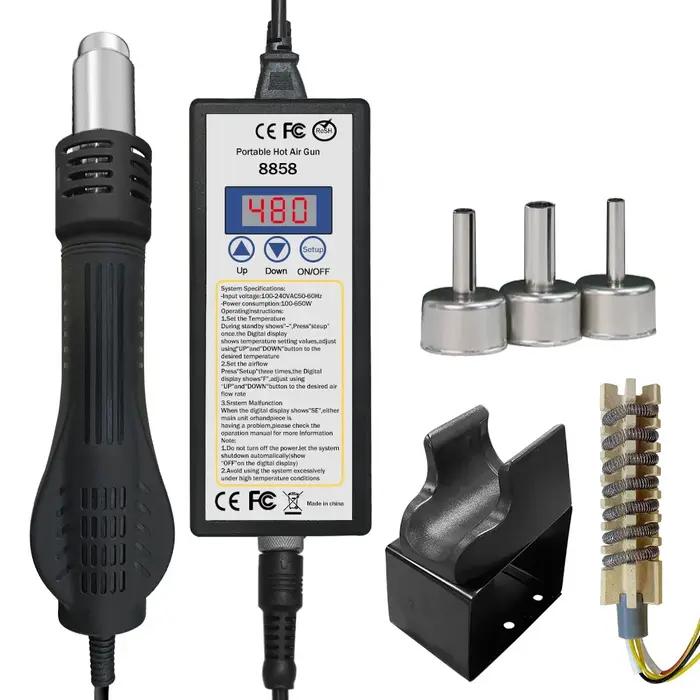 Pistolet à air chaud 8858 Micro station de soudage de retouche LED sèche-cheveux numérique pour le s