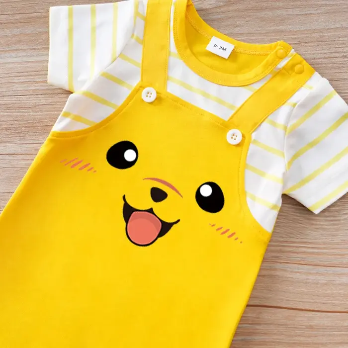 Vêtements pour nouveau-né, Animal-YellowDogPrint, combinaison pour nourrissons, manches courtes, pyj