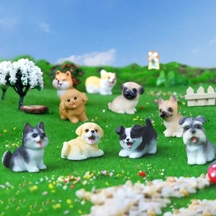Figurine miniature de chien en résine pour décoration intérieure et extérieure, ornements pour jardin féerique, micropaysage, cadeau pour amoureux des chiens occasions spéciales
