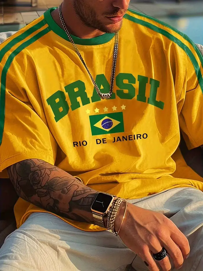 Maillot de football de l'équipe nationale du Brésil, imprimé en 3D, vêtements de sport pour la famil