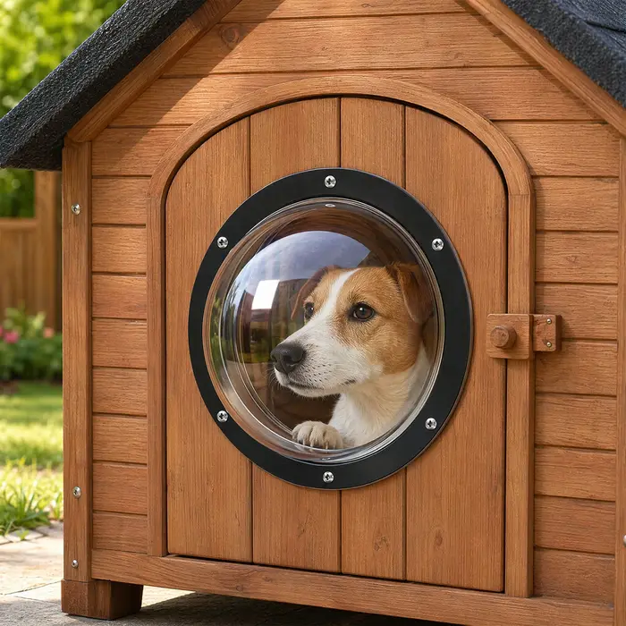 Fenêtre d'observation en acrylique pour animaux de compagnie avec base et couvercle extérieur