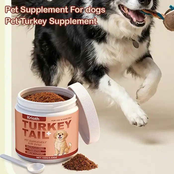 Complément alimentaire pour chiens à base de poudre de champignon Turkey Tail avec probiotiques