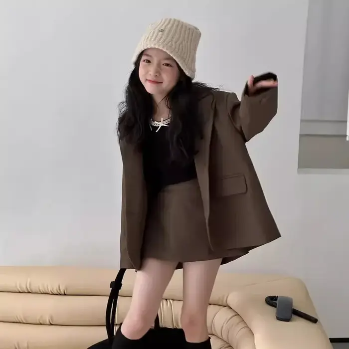 Ensemble jupe de costume pour enfants et filles, veste ample et short, à la mode, vêtements pour enf