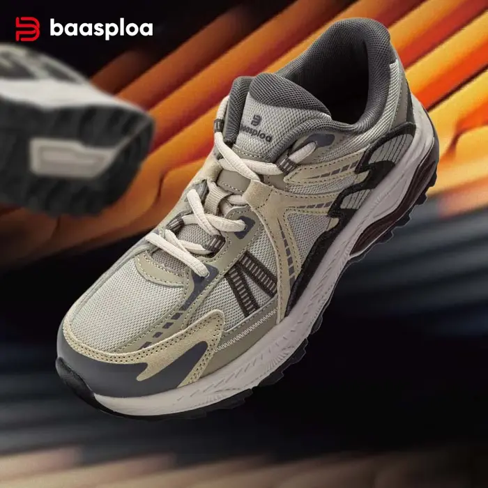 Baasploa-Chaussures de course décontractées légères et respirantes pour hommes, baskets de sport vin