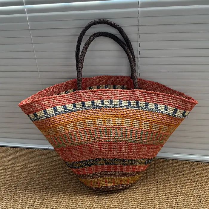 Sac à bandoulière en raphia coloré pour femme, sacs à main de luxe de créateur, grand sac fait main,