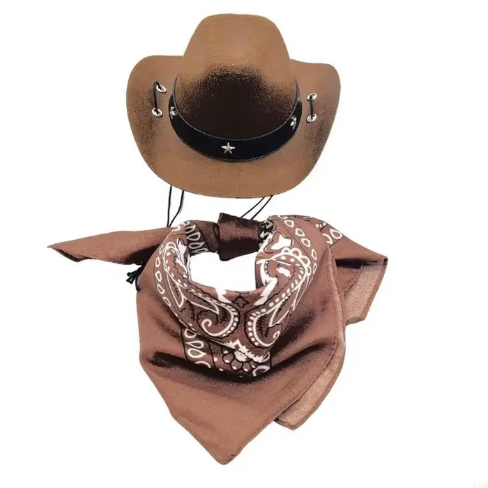 Chien costume cowboy chapeau bandanas set chiens
