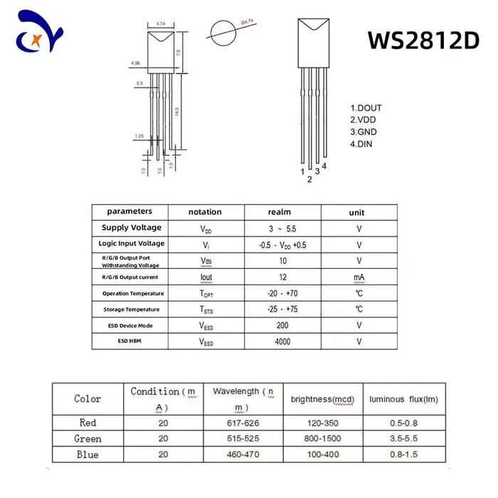 Perles de lampe à insertion directe, fantôme RVB, IC intégré, diode électroluminescente, tête ronde,