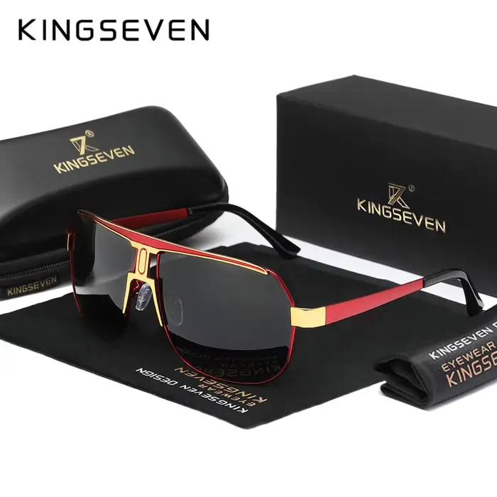 KINGSEVEN hommes femmes polarisées alliage carré surdimensionné cadre lunettes de soleil conduite lu