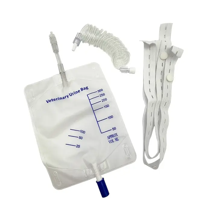 Sac de collecte d'urine de proximité pour chien et chat, Luer Lock avec tube d'extension, anti-reflu