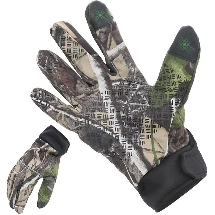 Gants de chasse homme vélo doigts entiers anti-dérapant tactiles polaire camouflage printemps automne