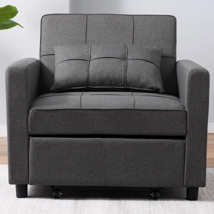HORGgland O-Canapé-lit simple avec 3 inclinaisons réglables, fauteuil convertible, chaise longue ner