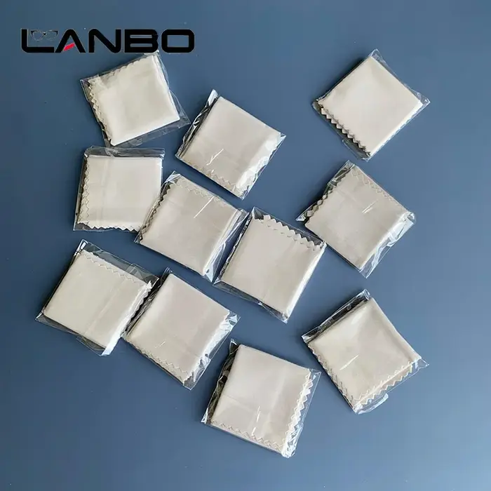 LANBO-Lingettes grises en microcarence, 100 pièces, 145x170mm, emballage individuel, pour lunettes, 