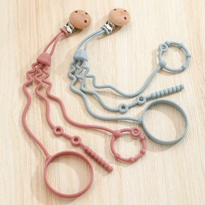 Chaîne de sucette en Silicone 1 pièce, conception en forme de méduse, couleur rose/crème, Animal mar