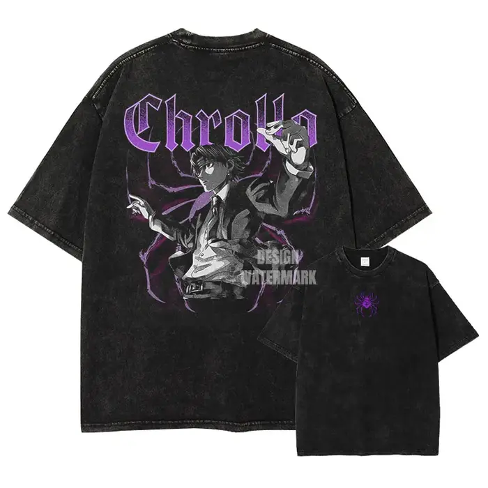 Anime h-hunter X h-hunter t-shirt surdimensionné Vintage lavé Chrollo Lucilfer T-shirts Manga Kurapi