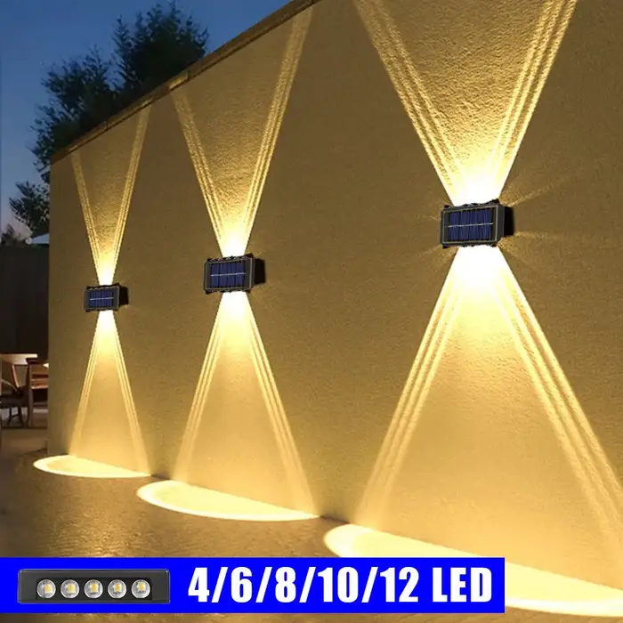 Applique solaire extérieure lumière chaude étanche haut et bas éclairage lumineux balcon cour jardin