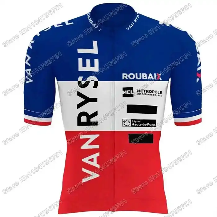 Maillot de Cyclisme Équipe Van Rysel-Roubaix 2026 Champion de France,Vêtements de Cyclisme Tour d'It