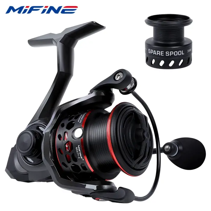 MIFINE – moulinet de pêche ultraléger en Fiber de carbone 5.1:1, avec bobine de rechange en aluminiu