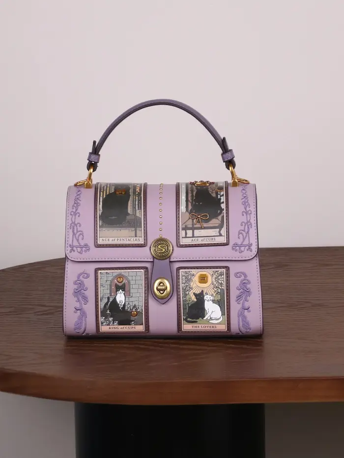 Nouveau sac à main de luxe pour femme 2026, style rétro, sac Boston Tarot, motif chat mignon, sac do
