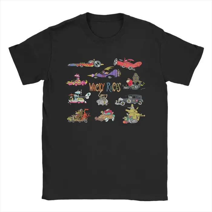 T-Shirt à manches courtes pour hommes, 100% coton, col rond, à la mode, Wacky Races, années 60, vête