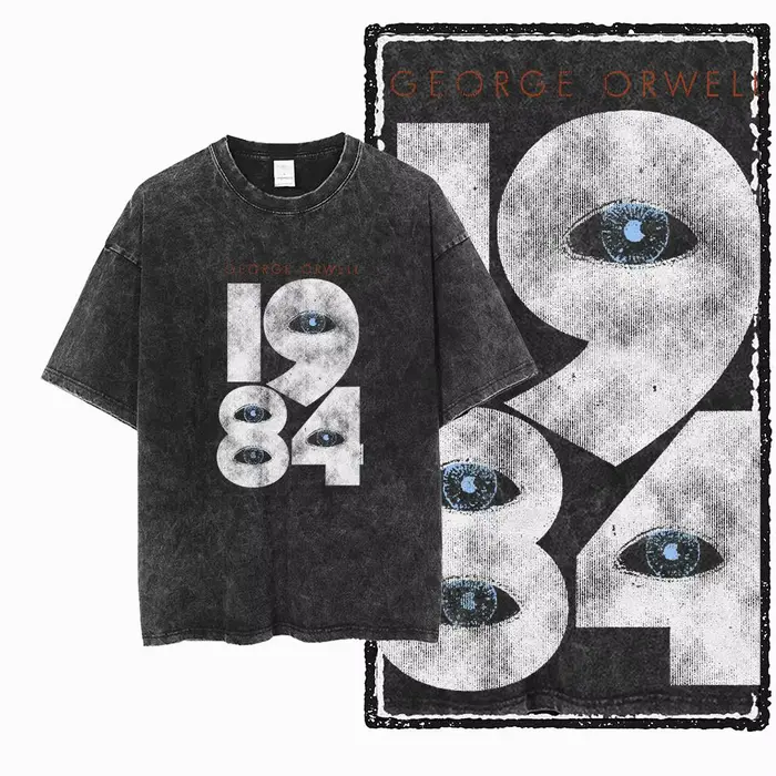 G02 exclusif 100% coton grande taille 1984 graphique hommes T-shirt |   T-shirt col rond pour hommes