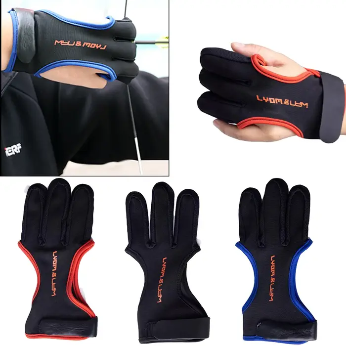 Gant de chasse à l'arc 3 doigts Outdoor - Protection cuir pour arc recurve et accessoires tir