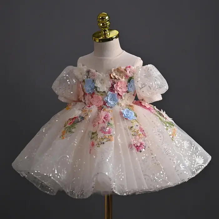 Robe de bal de princesse pour filles d'honneur, robe mignonne pour enfants pour anniversaire, specta