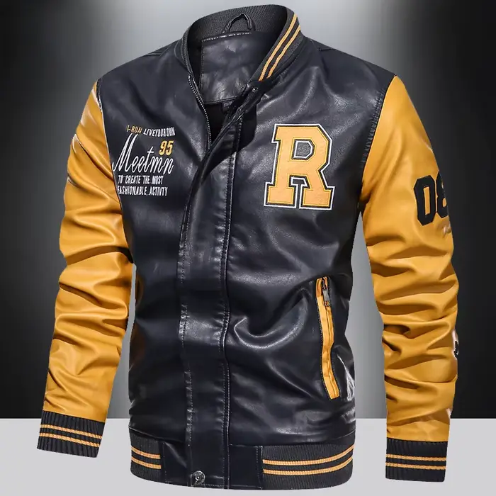 Veste de moto en cuir PU imperméable pour homme