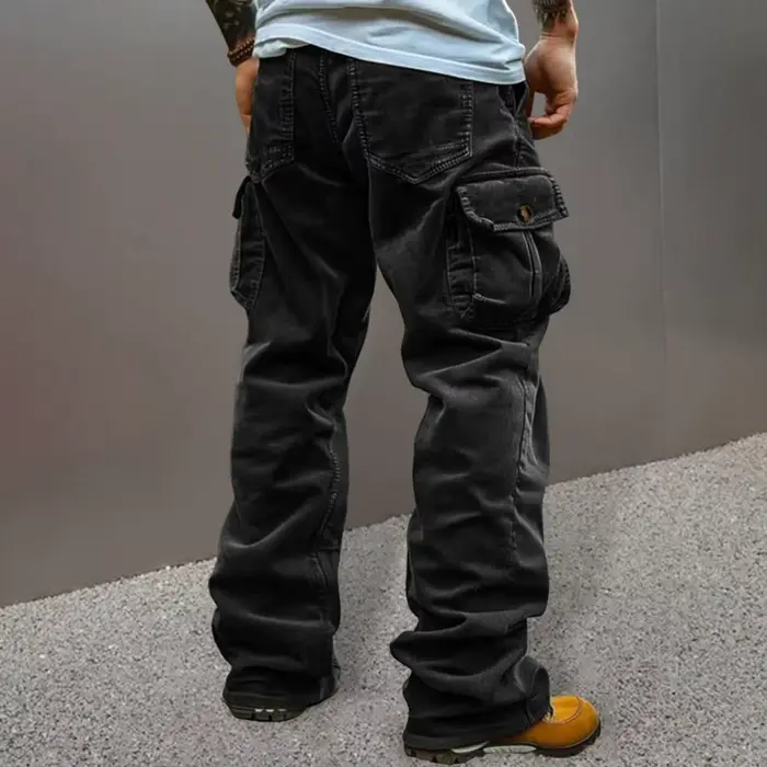 Pantalon velours côtelé cargo rétro multi-poches homme chasse travail décontracté couleur unie