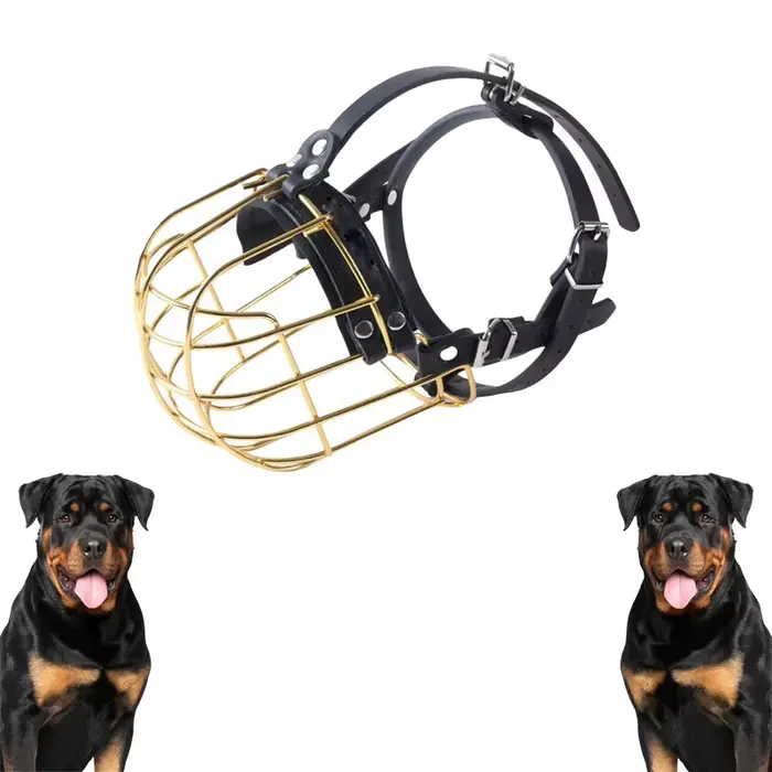 Muselière pour chien réglable et robuste, panier en fil PVC/métal pour grands et très grands chiens 