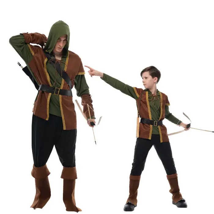 Famille Vintage vert Archer Costume Halloween forêt chasseur sweat à capuche
