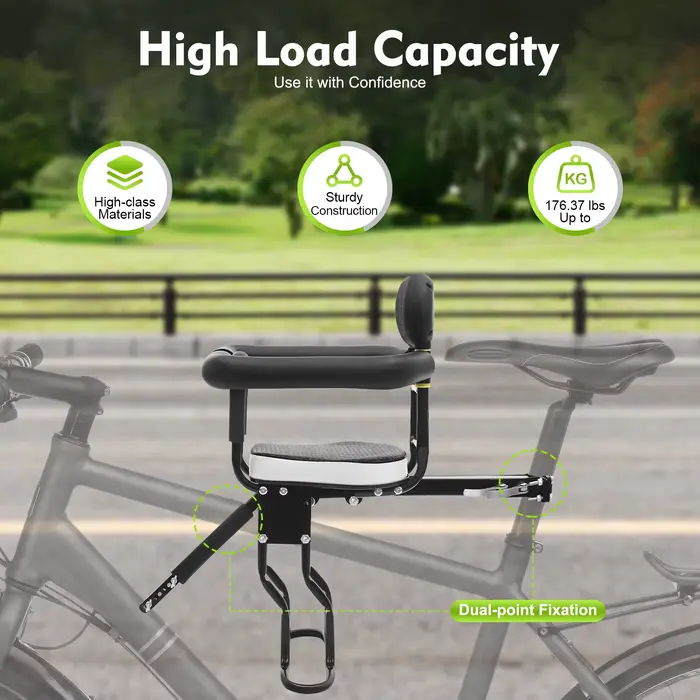 Siège de vélo avant pour enfant, avec main courante et support pour pédales, pour les enfants de 1 à