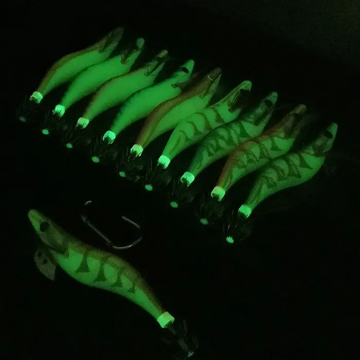 10 pièces lumineux calmar leurre gabarit crochet appât crevette poulpe seiche leurre plombs crevette