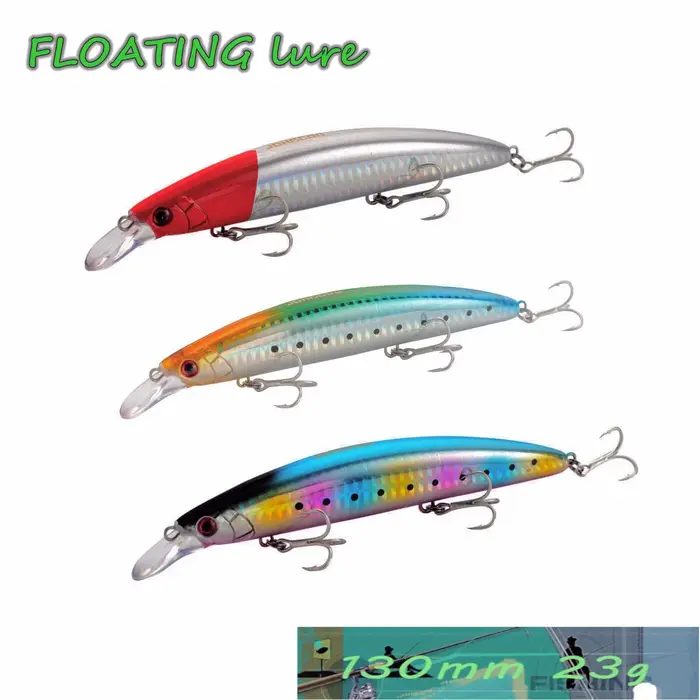 Jerkbait flottant longue coulée 130mm 23g leurre de pêche avec crochets de qualité Wobbler vairon po