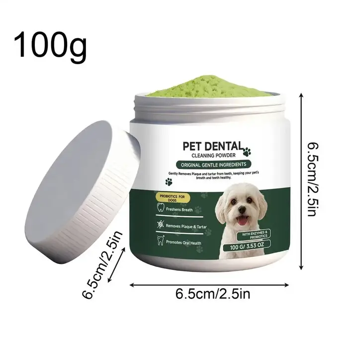 Poudre Nettoyante pour Dents de Chien Sans Brosse – Nettoyant Quotidien pour Chiots, Chatons et Chie