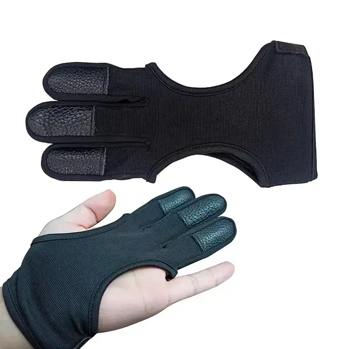Gants de tir outdoor en cuir 3 doigts - Protection anti-dérapage pour chasse et tir à l'arc - Confort respirant