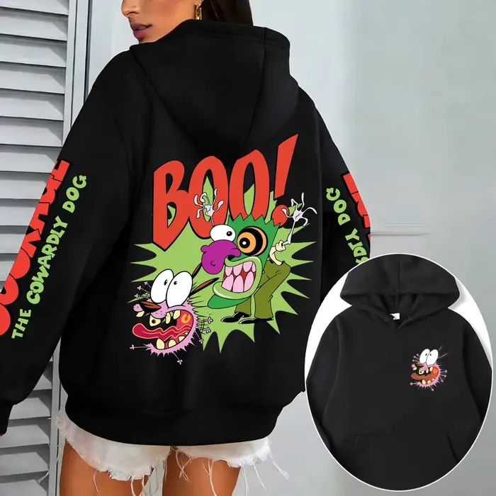 Sweat-shirt à capuche pour homme et femme, motif dessin animé Courage le chien laquin, nouvelle coll