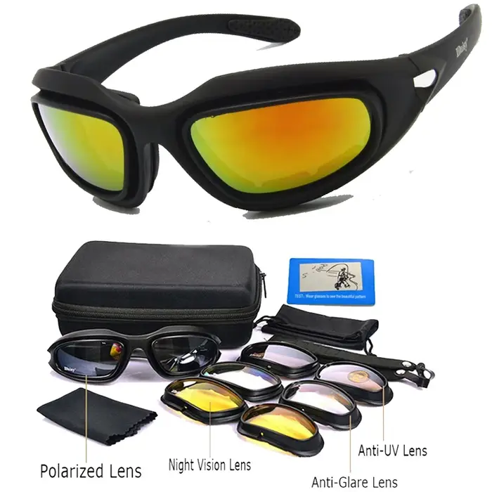 Lunettes tactiques X7 C5 polarisées chasse tir sport outdoor 4 verres interchangeables haute protection