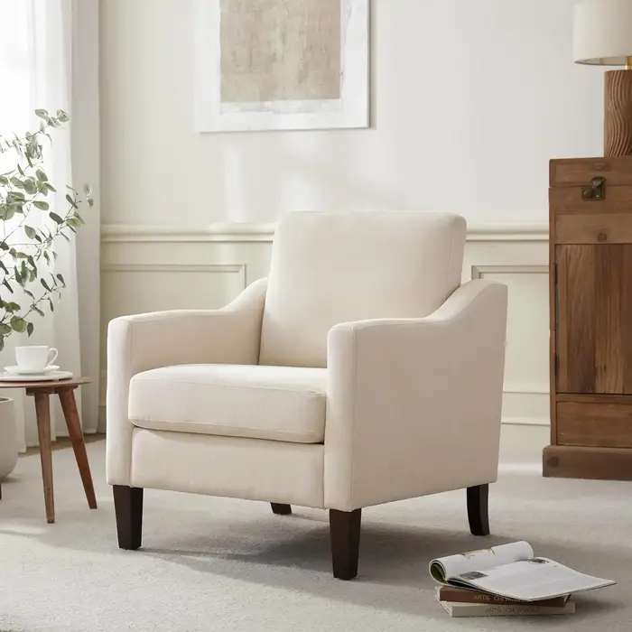 Fauteuil d'appoint moderne du milieu du siècle, chaise rembourrée pour salon, fauteuil pour chambre 