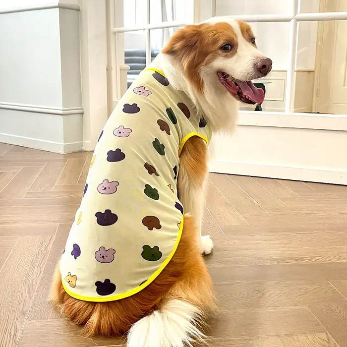 Gilet imprimé mignon pour chien en polyester léger et respirant, adapté aux saisons de printemps et d'été, disponible en plusieurs couleurs et tailles pour chiens de taille moyenne à grande