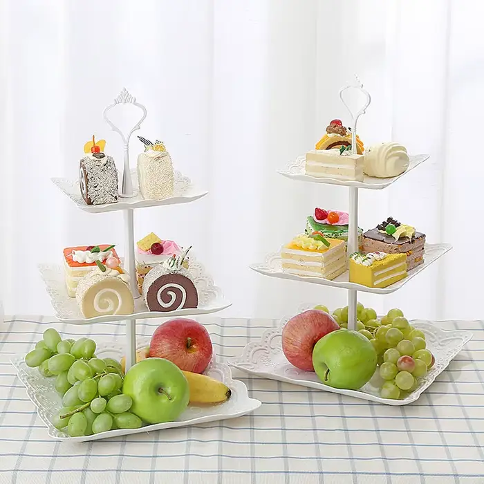 Support à Gâteaux Chi à 3 Niveaux en Plastique, Tour à Dessert, pour Thé, ixPréChristophe, Mariage, 