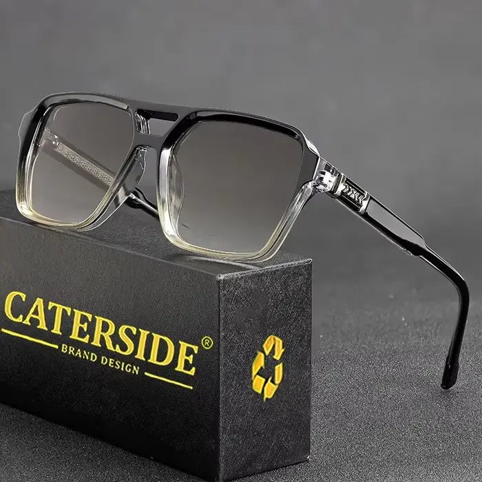 CATERSIDE mode Punk lunettes de soleil hommes cadre carré plat haut Double pont haute qualité lunett