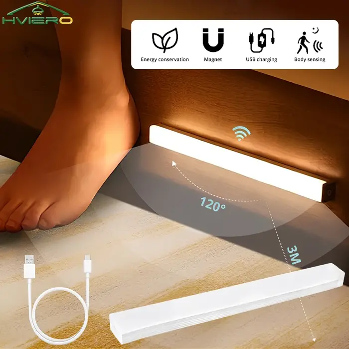 Veilleuses rechargeables avec capteur de mouvement Usb, pour décoration de chambre, placard de maiso