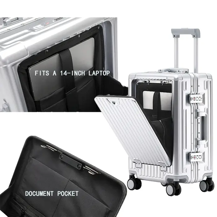 1 pièce ensemble 20 pouces ordinateur fonctionnel cadre en aluminium boîtier de chariot valise d'embarquement frein abso