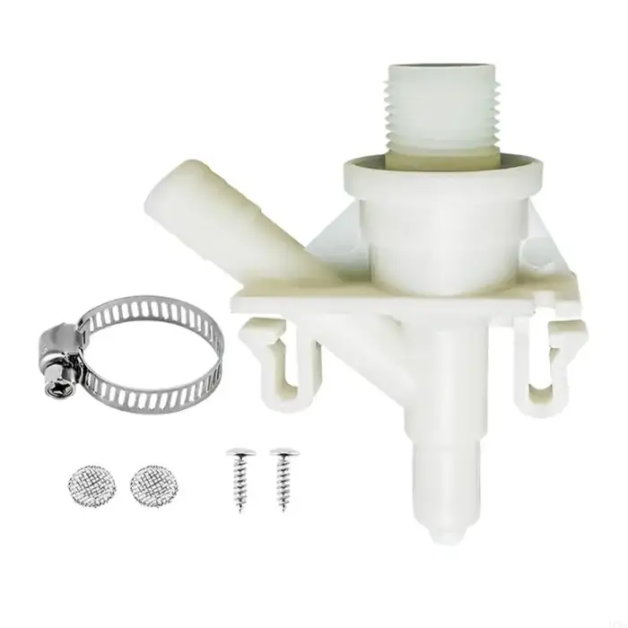 vannes d'eau chasse d'eau pour camping-car, avec collier serrage 385311641, 2 vis 2 filtres à maille