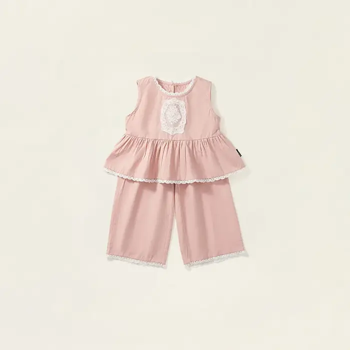 Ensemble de vêtements d'été 2026 pour filles : Haut sans manches et jupe en dentelle douce et confor