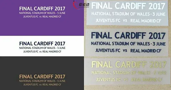 Patch Final Cardiff 2017 UCL Détails du Match Madrid vs Juve en Plastique Antique pour Collectionneurs Occasions Spéciales