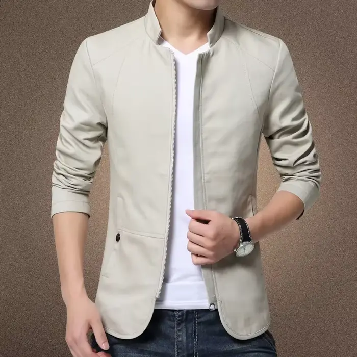 Veste Homme MRMT 2026 – Manteau Décontracté Slim en Coton Lavé avec Col